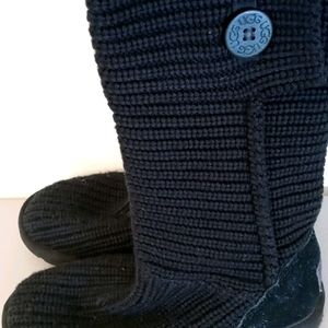 Ugg Womens Classic Cardy 5819 Knit Boots Black Siz